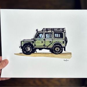 COPY - Land Rover defender art print watercolor and ink 8.5x11in signed and num…